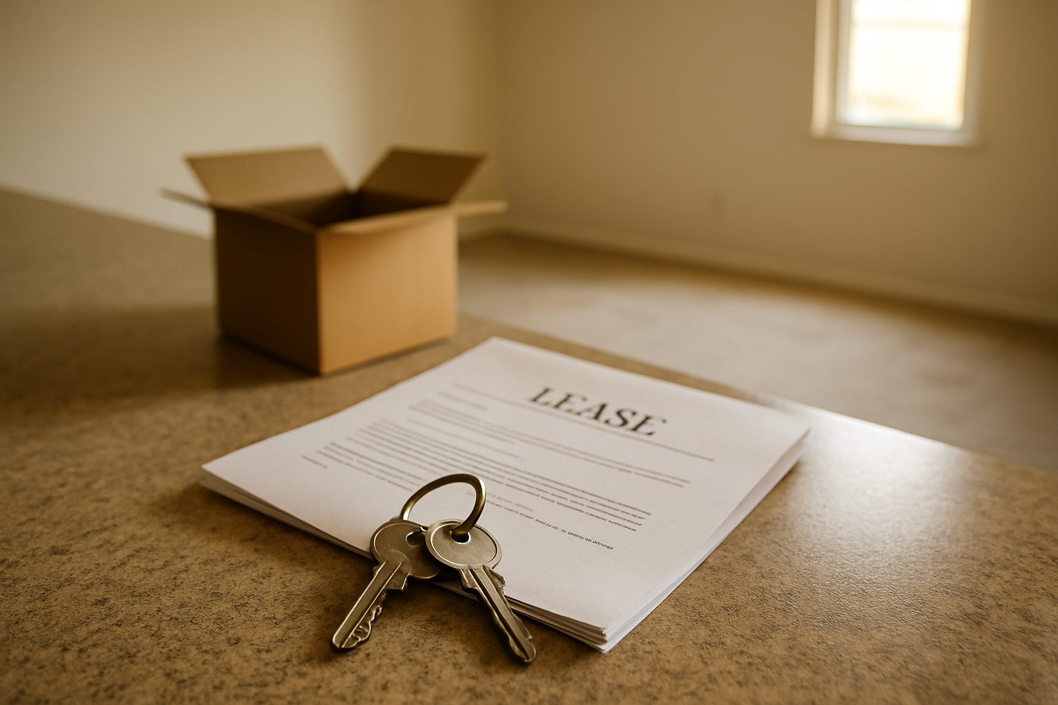 House keys and a lease on the counter of an empty Salinas rental after a long-term tenant moved out